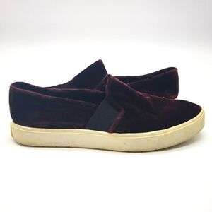 VINCE. Women US 8.5 plum burgundy wine color velvet slip on sneakers BLAIR